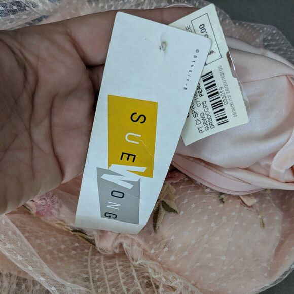 Vintage Sue Wong Mini Dress 2 Pink Y2K Fairy Nymph Floral Babydoll Lace Bead - Picture 5 of 14